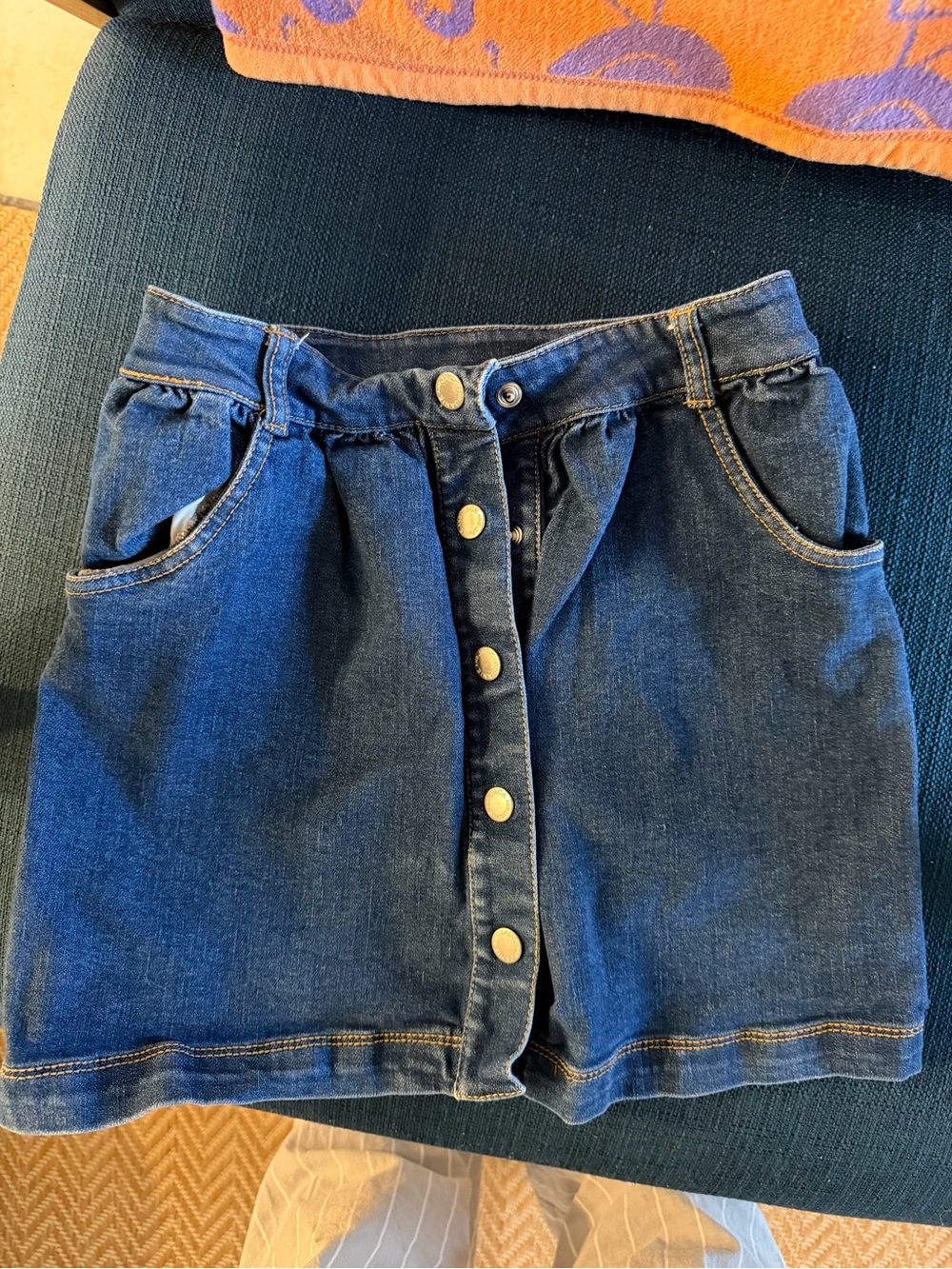 Button-Front Denim Mini Skirt in Dark Blue Janie and jack girls size 8